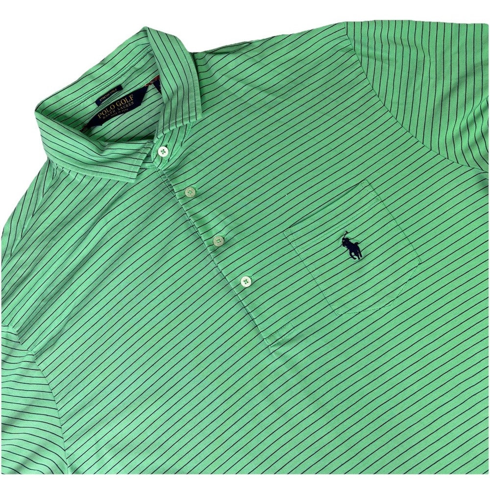 Ralph Lauren Polo Golf Stretch Isle Men XL Short Sleeve Green Stripes Pony Logo